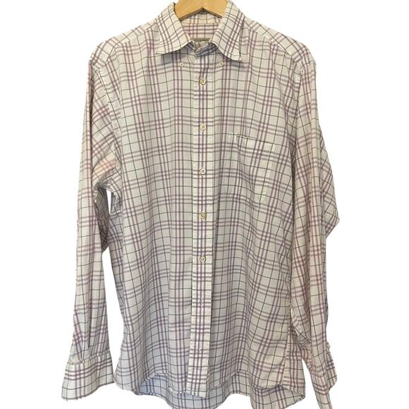 Burberry Men's Dress Button Down Plaid Shirt Size Large Made in USA - Picture 1 of 11